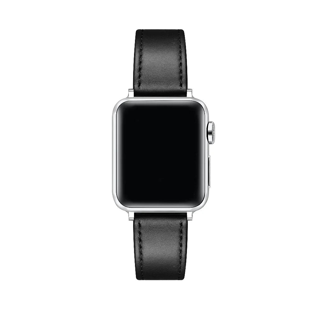 Drake Black Leather Band for Apple Watch® on Wrist by Posh Tech