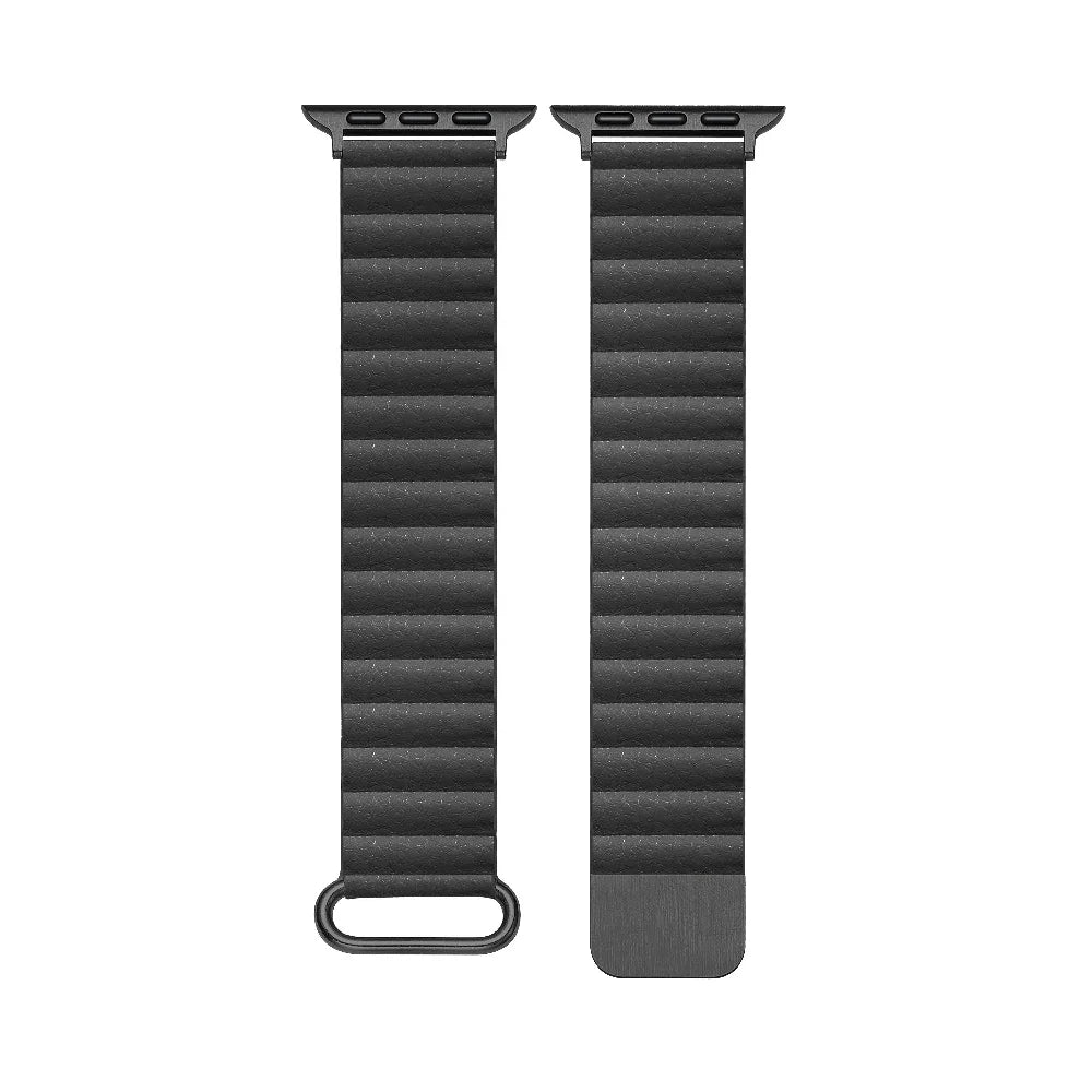 Magnetic Closure Detail on Vegan Leather Apple Watch® Band 