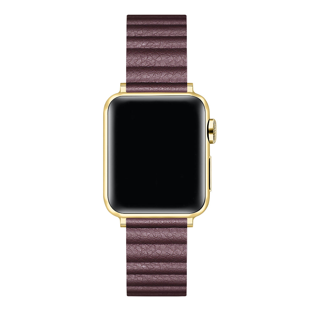 Dakota Magnetic Cherry Lacquer Leather Band for Apple Watch® by Posh Tech
