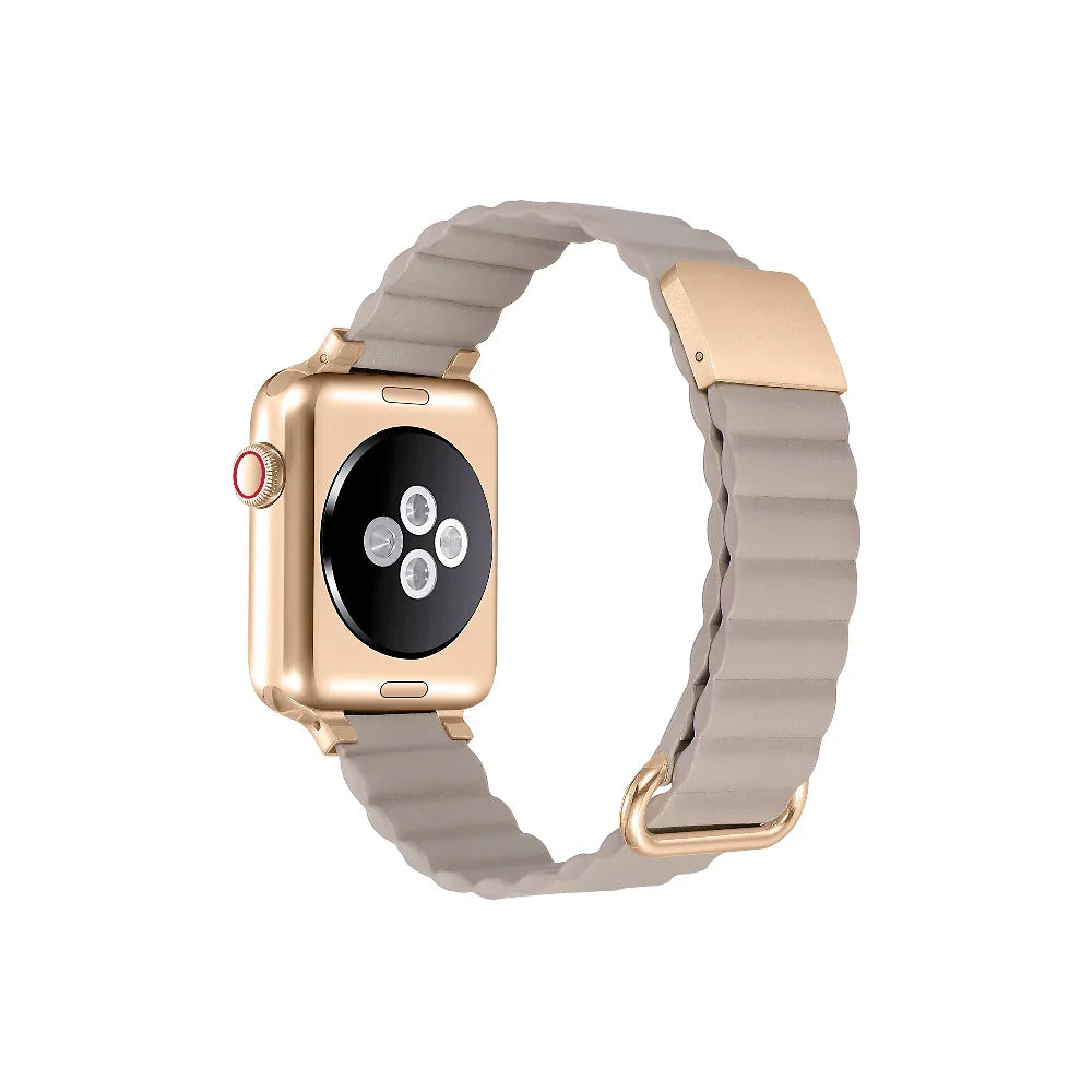 Dakota Magnetic Khaki Leather Band for Apple Watch® by Posh Tech