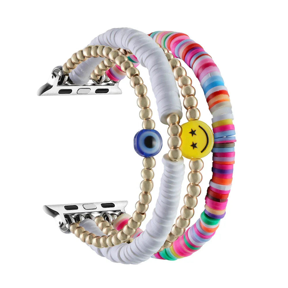 Beaded Rainbow Apple Watch® Band on Wrist