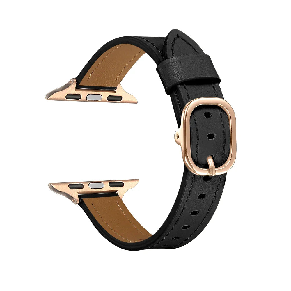 Carmen Skinny Leather Apple Watch® Strap Close-Up of Stitching 