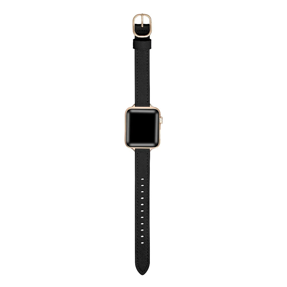 Black Skinny Leather Apple Watch® Band by Posh Tech 