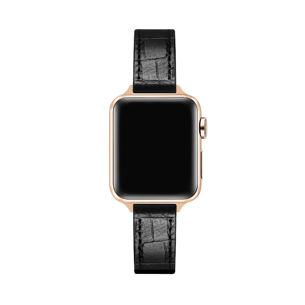 Black Croc-Embossed Leather Apple Watch® Band by Posh Tech 