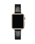 Black Croc-Embossed Leather Apple Watch® Band by Posh Tech 