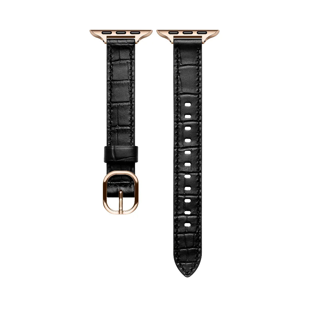Black Croc Leather Apple Watch® Band with Closure