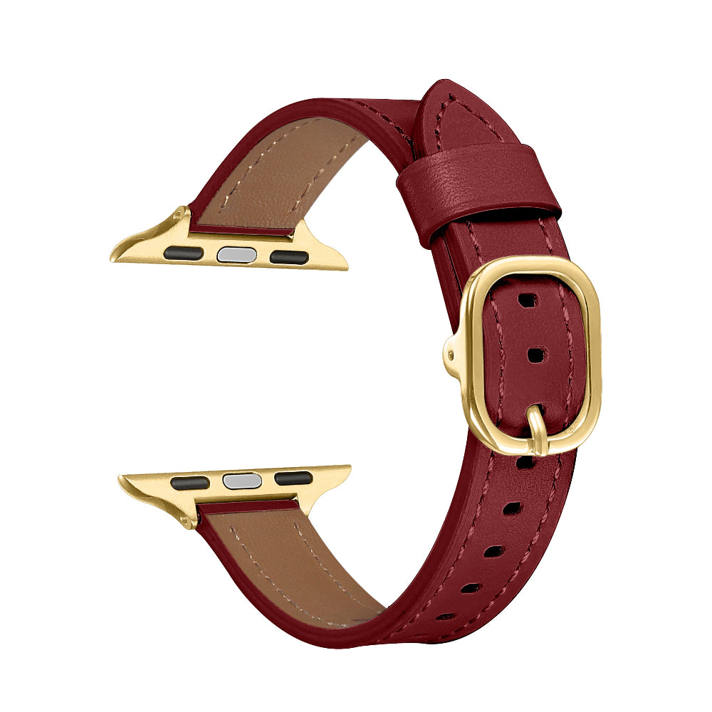 Carmen Skinny Leather Apple Watch® Strap Close-Up of Stitching and Closure
