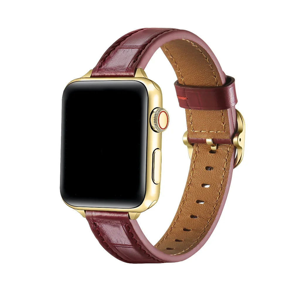 Carmen Cherry Red Croc-Embossed Leather Apple Watch® Band by Posh Tech 