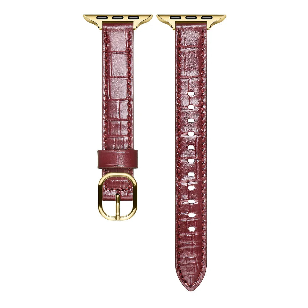 Cherry Croc Leather Apple Watch® Band with Closure