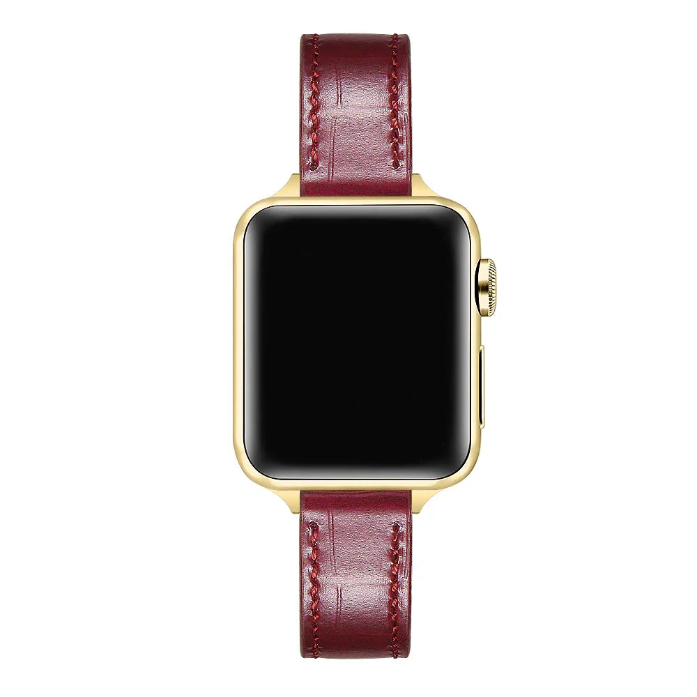 Cherry Red Croc-Embossed Leather Apple Watch® Band by Posh Tech 