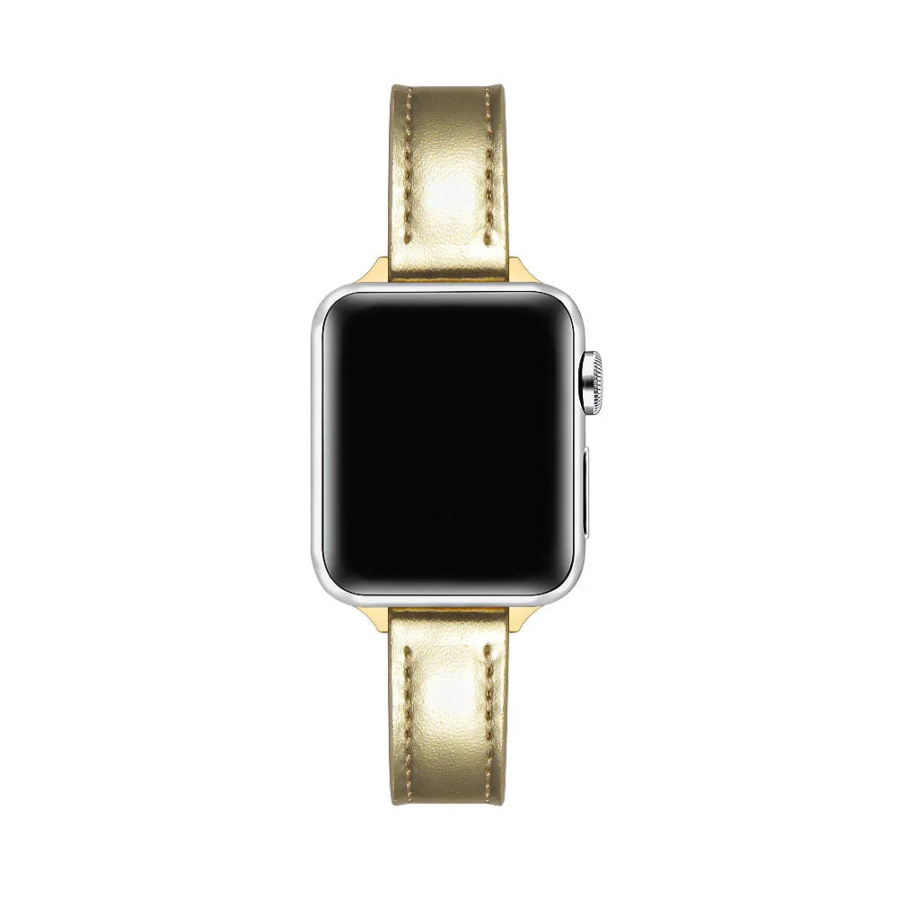 Gold Skinny Leather Apple Watch® Band by Posh Tech 