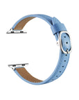 Carmen Skinny Leather Apple Watch® Ice Blue Strap Close-Up of Stitching 