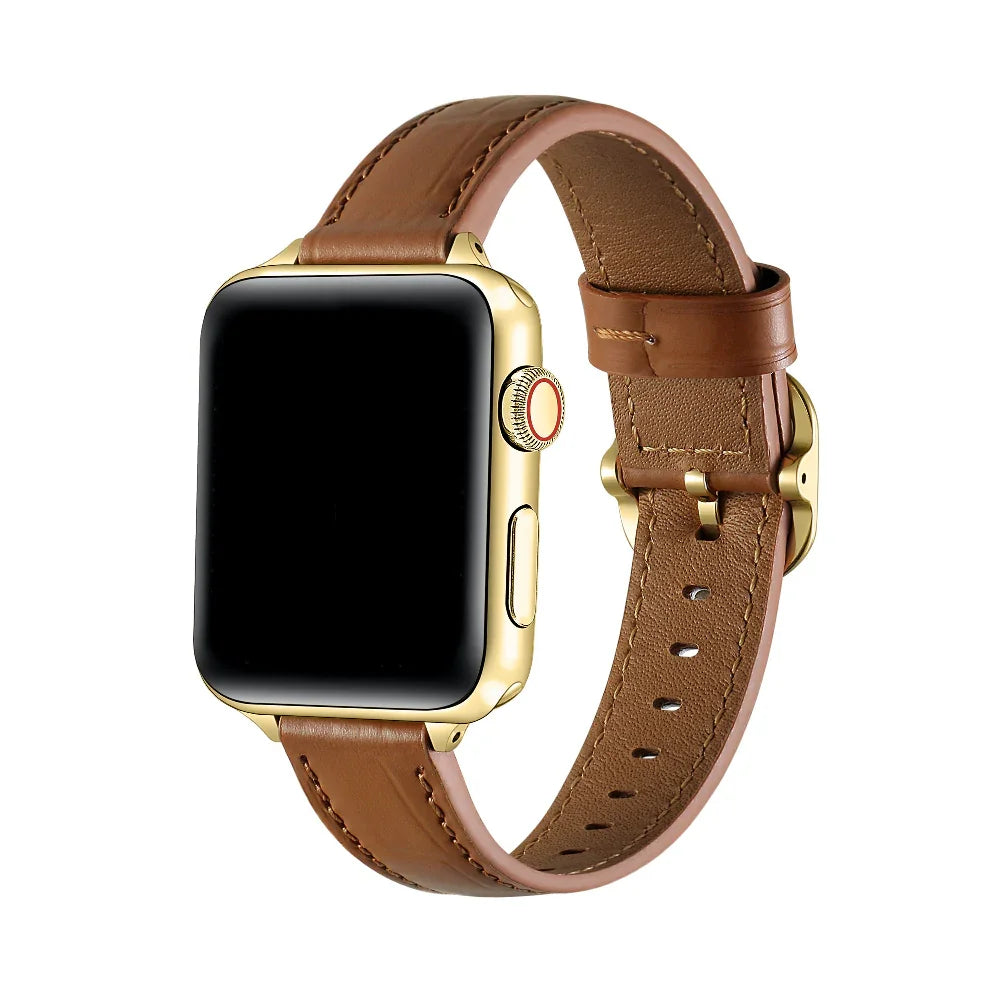 Carmen Caramel Croc-Embossed Leather Apple Watch® Band by Posh Tech 