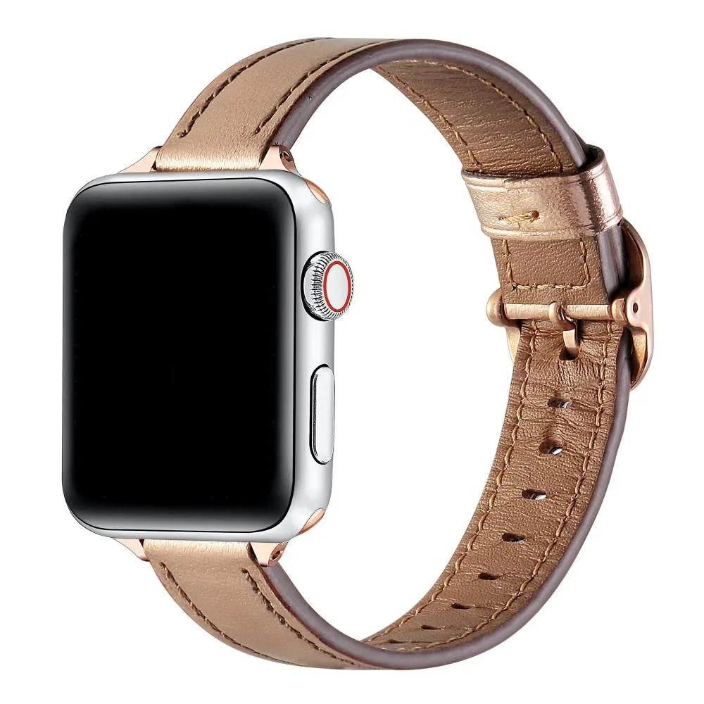 Carmen Rose Gold Skinny Leather Apple Watch® Band by Posh Tech 