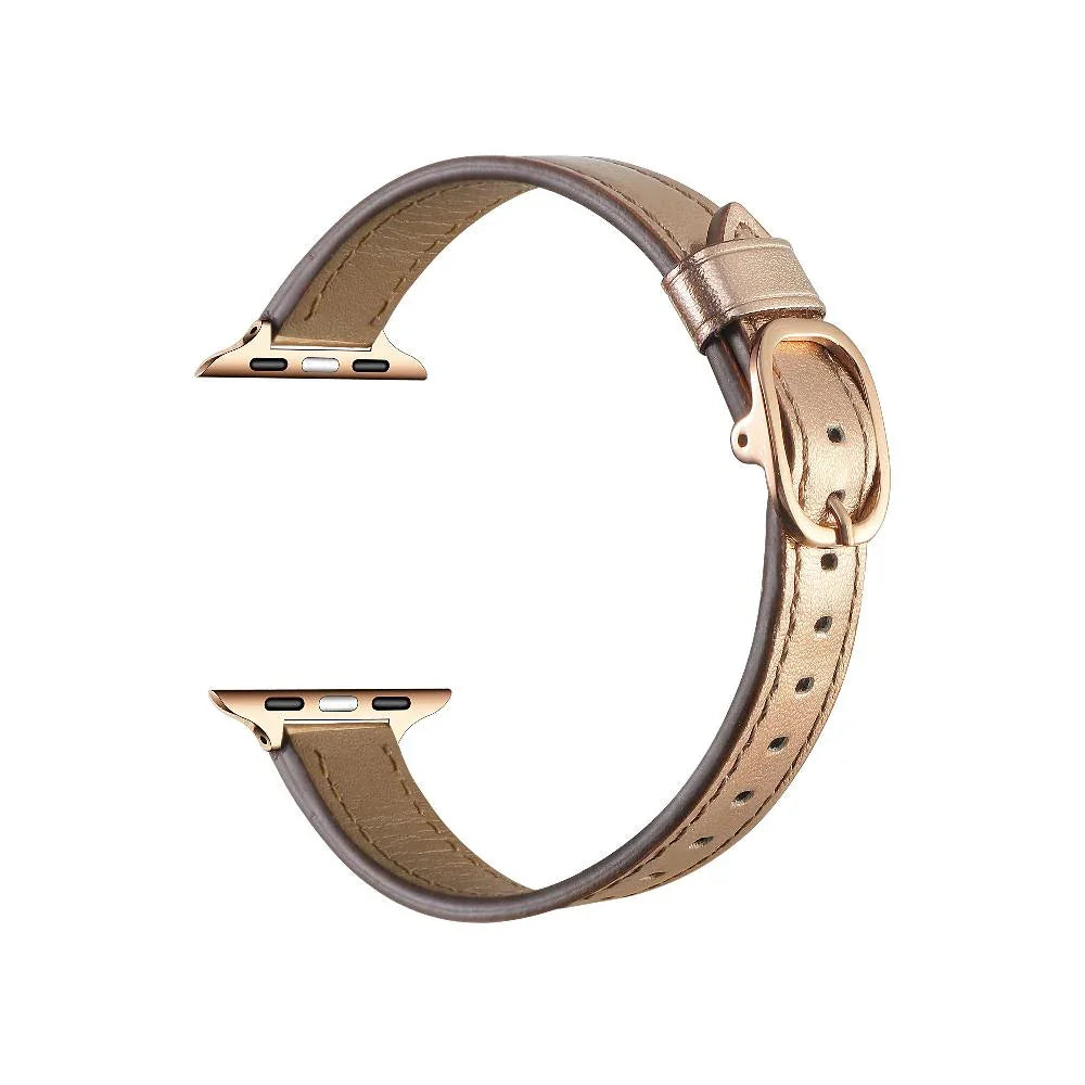 Carmen Skinny Leather Apple Watch® Strap Close-Up of Stitching 