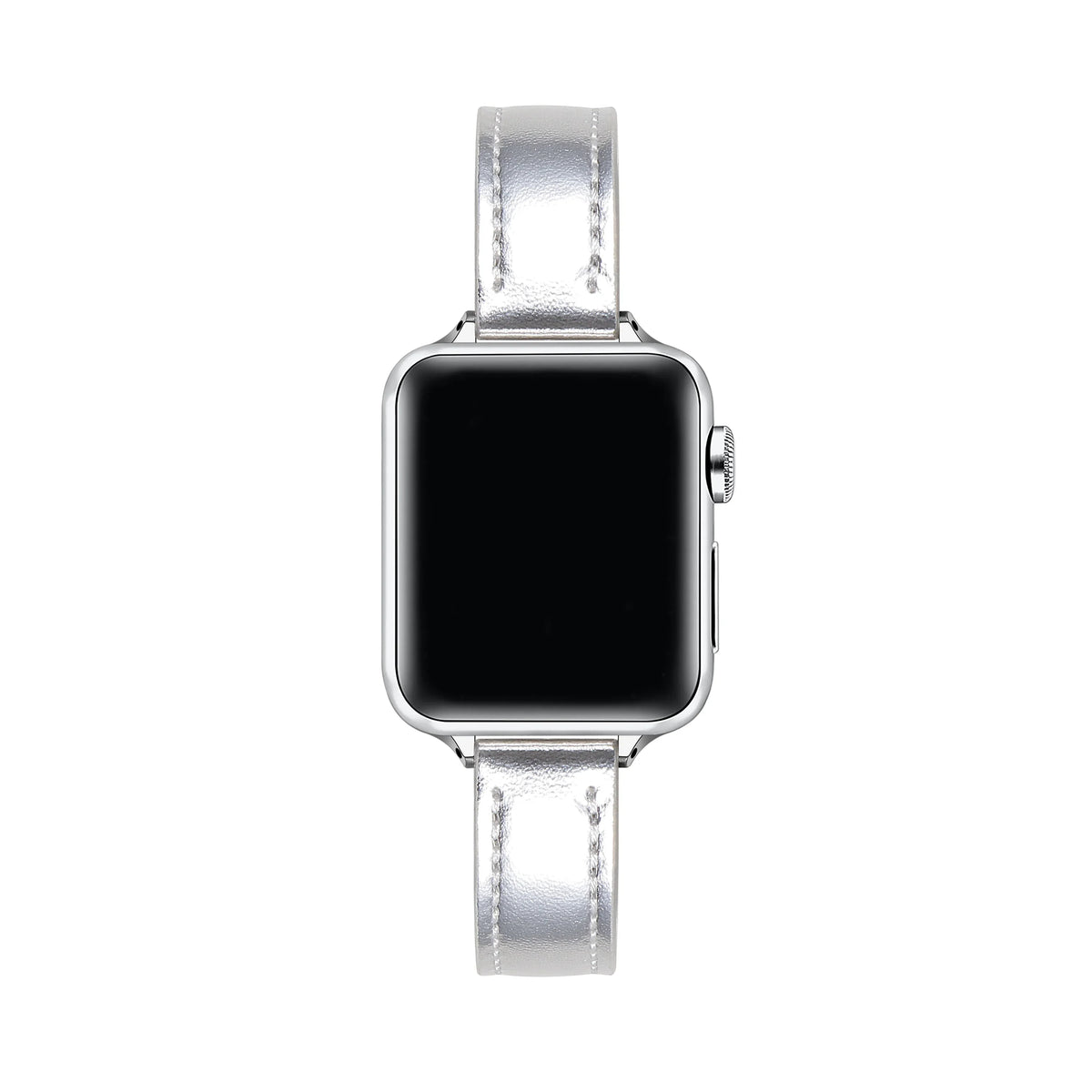 Silver Skinny Leather Apple Watch® Band by Posh Tech 