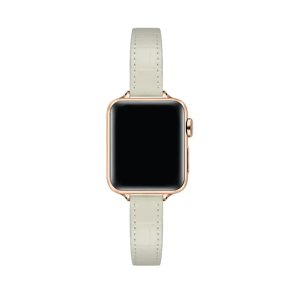 Cream Croc-Embossed Leather Apple Watch® Band by Posh Tech 