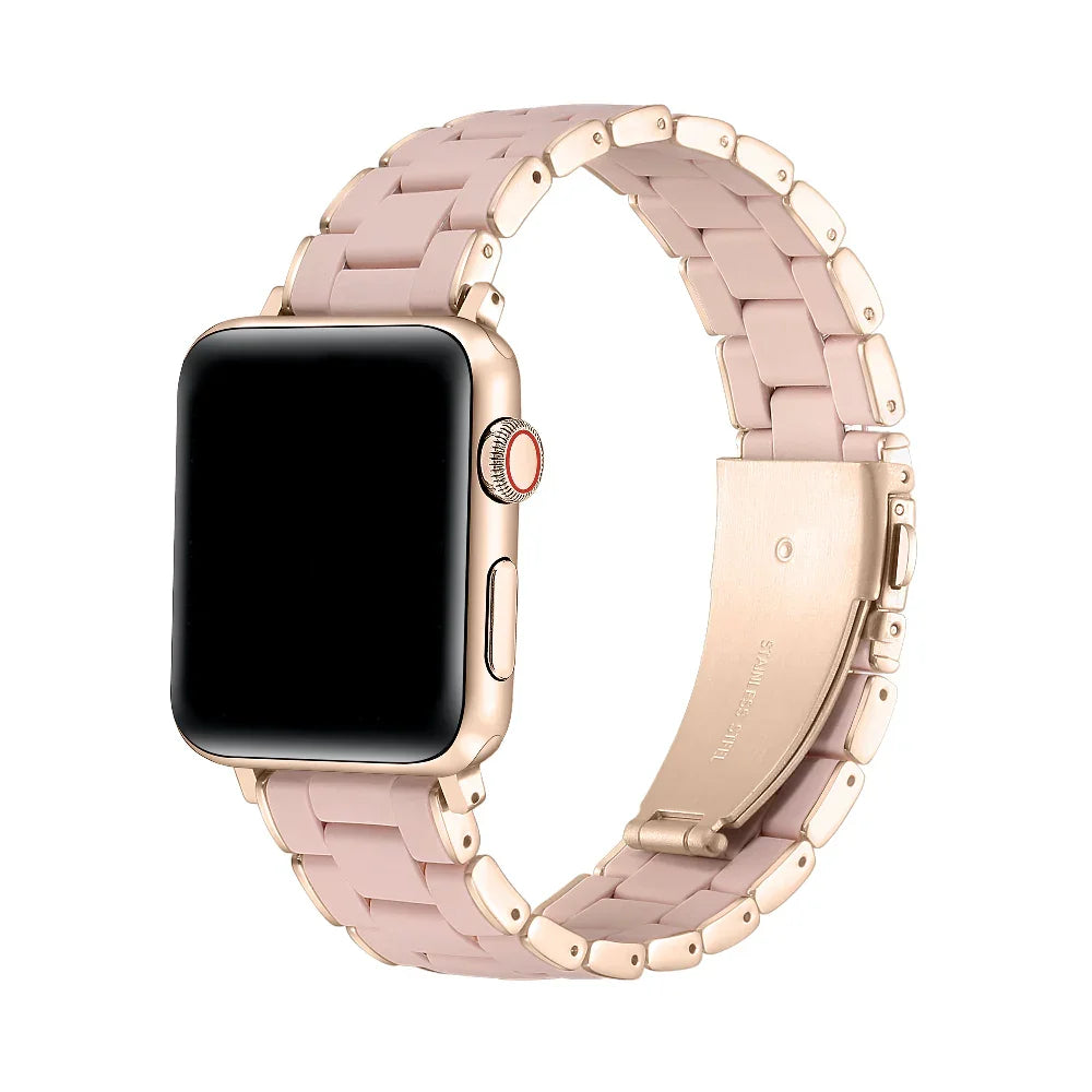 Orla Light Pink Silicone and Stainless Steel Apple Watch® Band by Posh Tech 