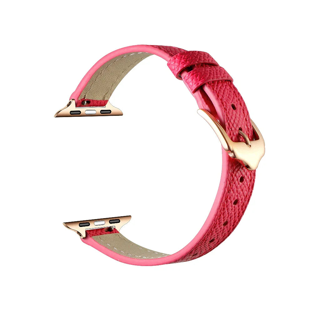 Cleo Skinny Leather Apple Watch® Strap Close-Up of Stitching and Closure