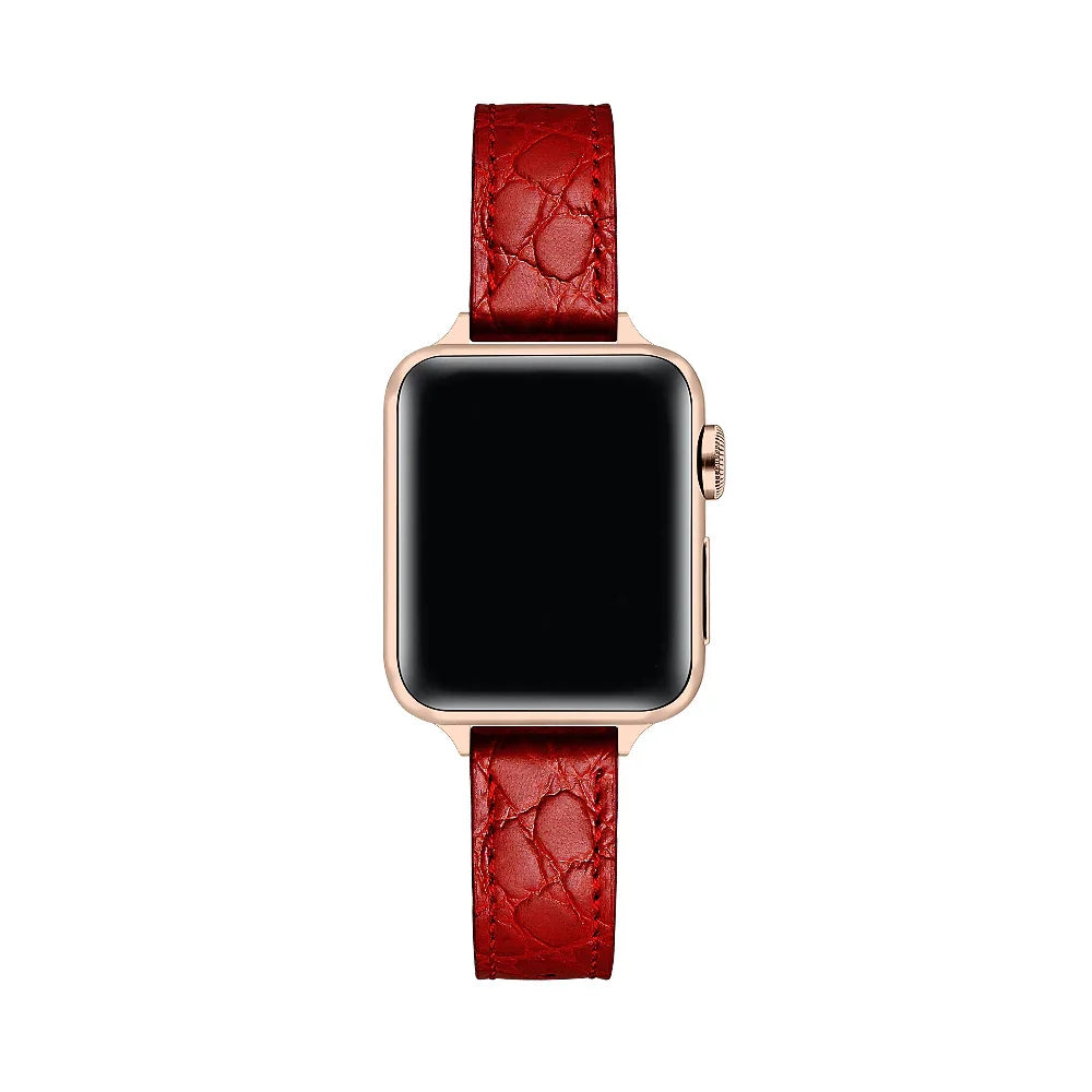 Cleo Skinny Croc Leather Band for Apple Watch® on Wrist by Posh Tech