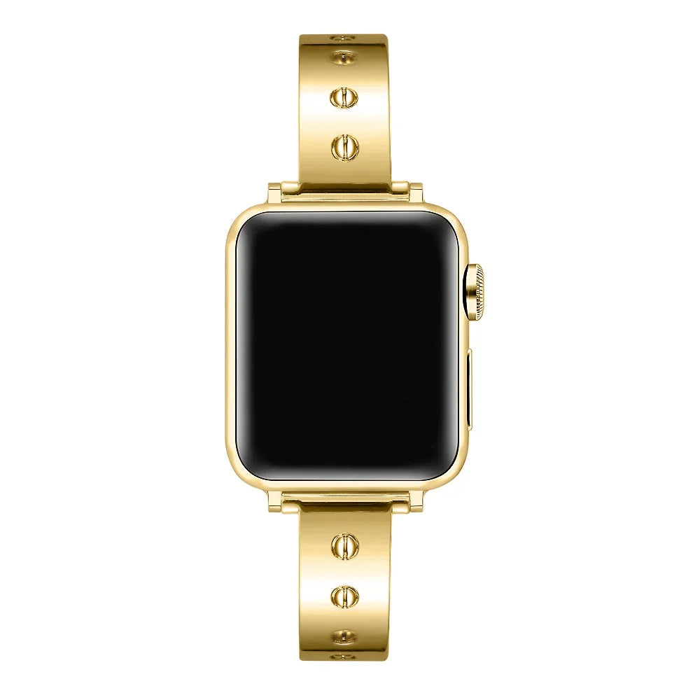 Quinn Gold Bangle Band for Apple Watch® on Wrist by Posh Tech