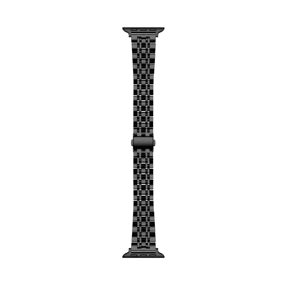 Wide Black Metal Apple Watch® Band Close-Up of Brushed Links