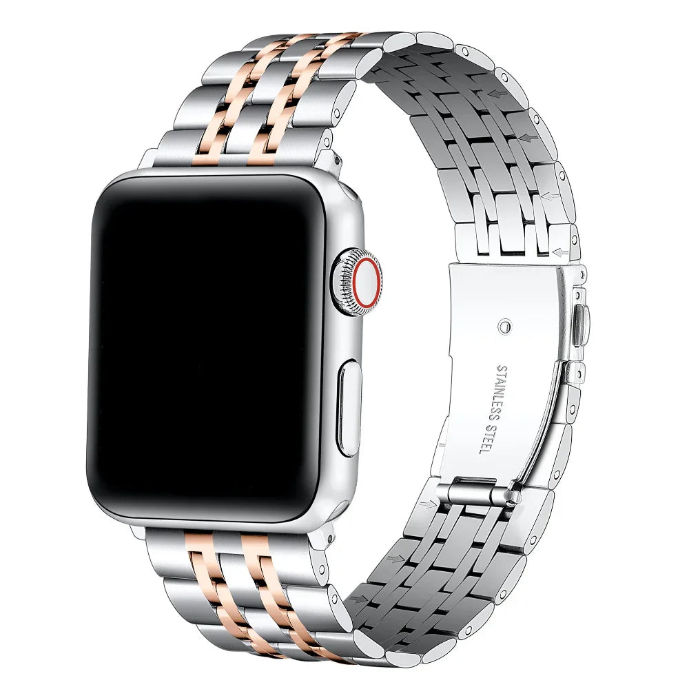Rainey Rose Gold and Silver Two-Tone Stainless Steel Link Apple Watch® Band by Posh Tech
