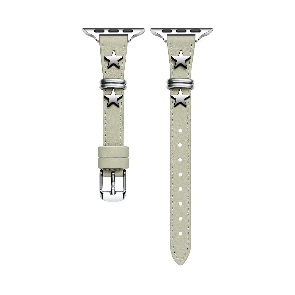 Rodeo Star Leather Band for Apple Watch® Silver Star Detail and Adapters