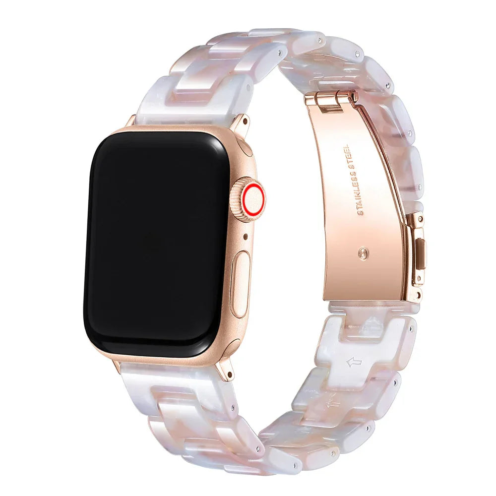 Classic blush pink and white resin band for Apple Watch® by Posh Tech
