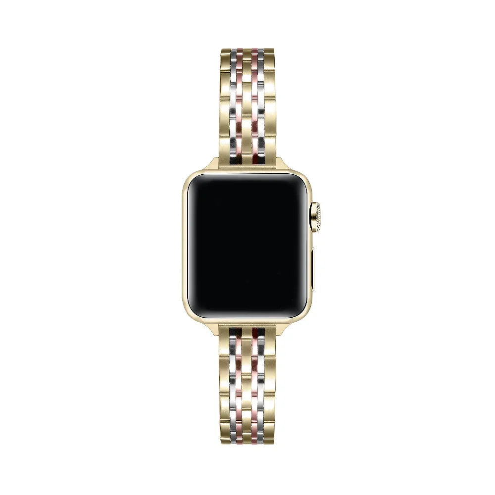 Gold Tri-Tone Skinny Metal Apple Watch® Band by Posh Tech 