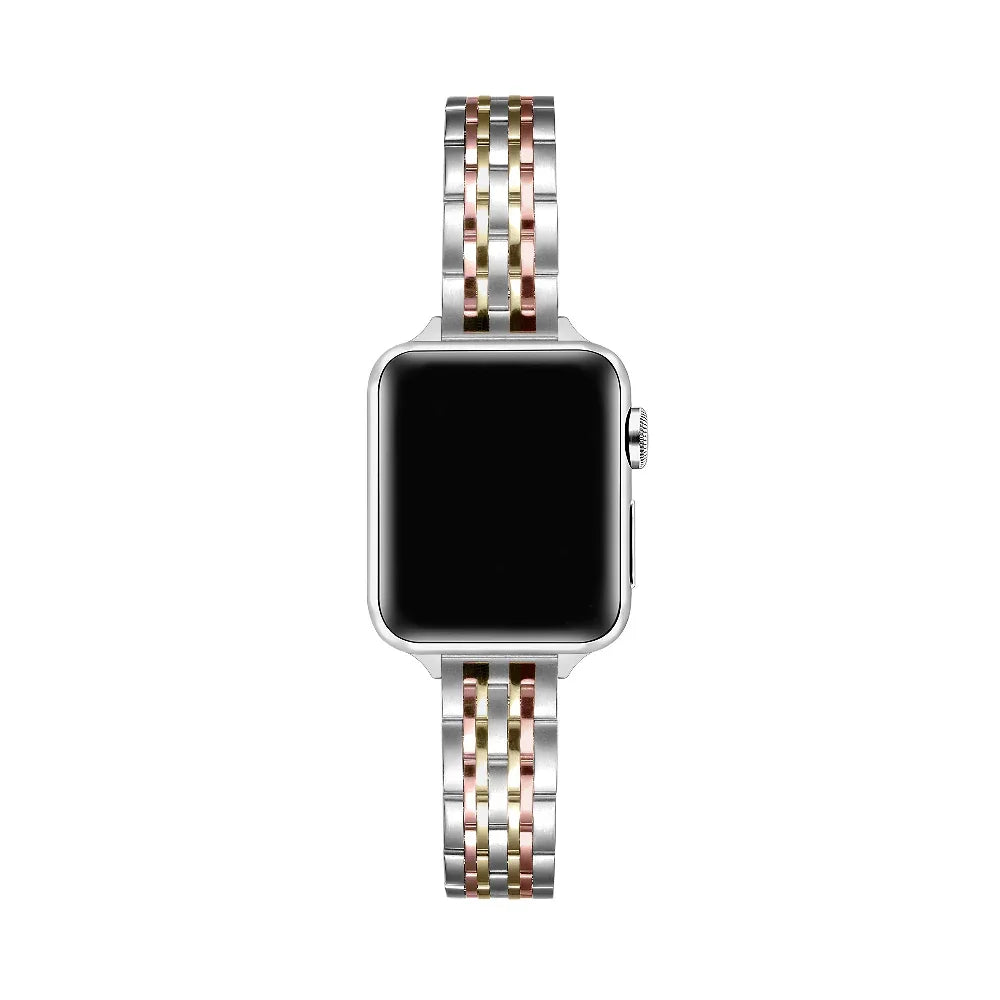 Silver Tri-Tone Skinny Metal Apple Watch® Band by Posh Tech 
