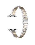 Silver Skinny Tri-Tone Metal Apple Watch® Band Close-Up of Polished Links