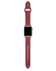 Cranberry Juice silicone Apple Watch® band close-up, detail view of molded texture and pin closure holes