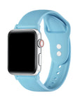 Retro Blue silicone Apple Watch® band fastened on the watch case, front view