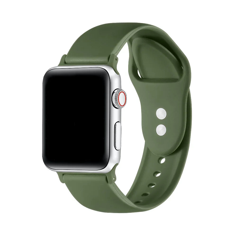 Wild Green silicone Apple Watch® band fastened on the watch case, front view