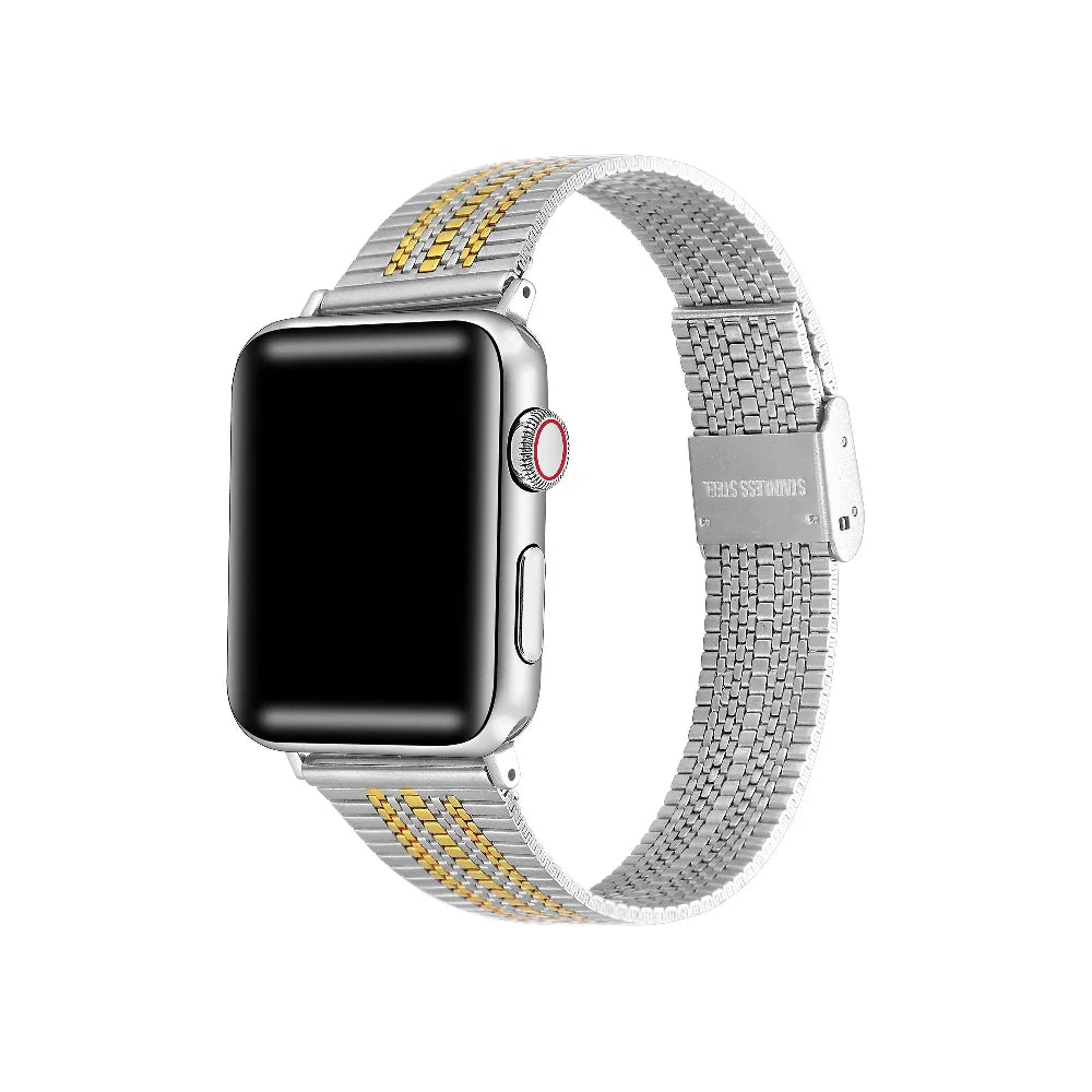 Eliza Silver and Gold Two-Tone Stainless Steel Apple Watch® Band by Posh Tech 