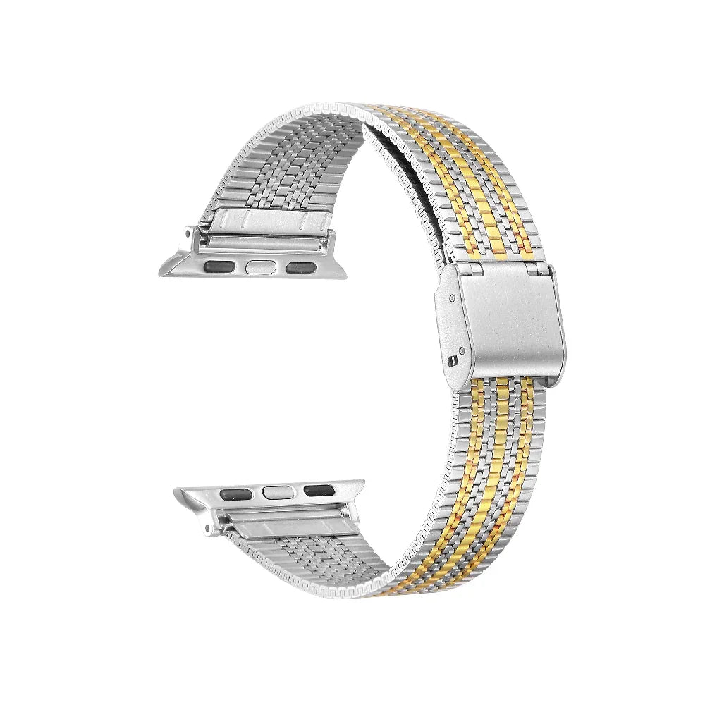 Two-Tone Apple Watch® Band Fold-Over Clasp and Link Detail 