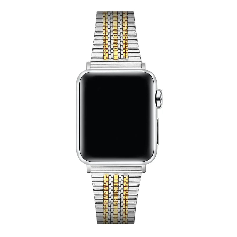 Two-Tone Stainless Steel Apple Watch® Band on Wrist by Posh Tech