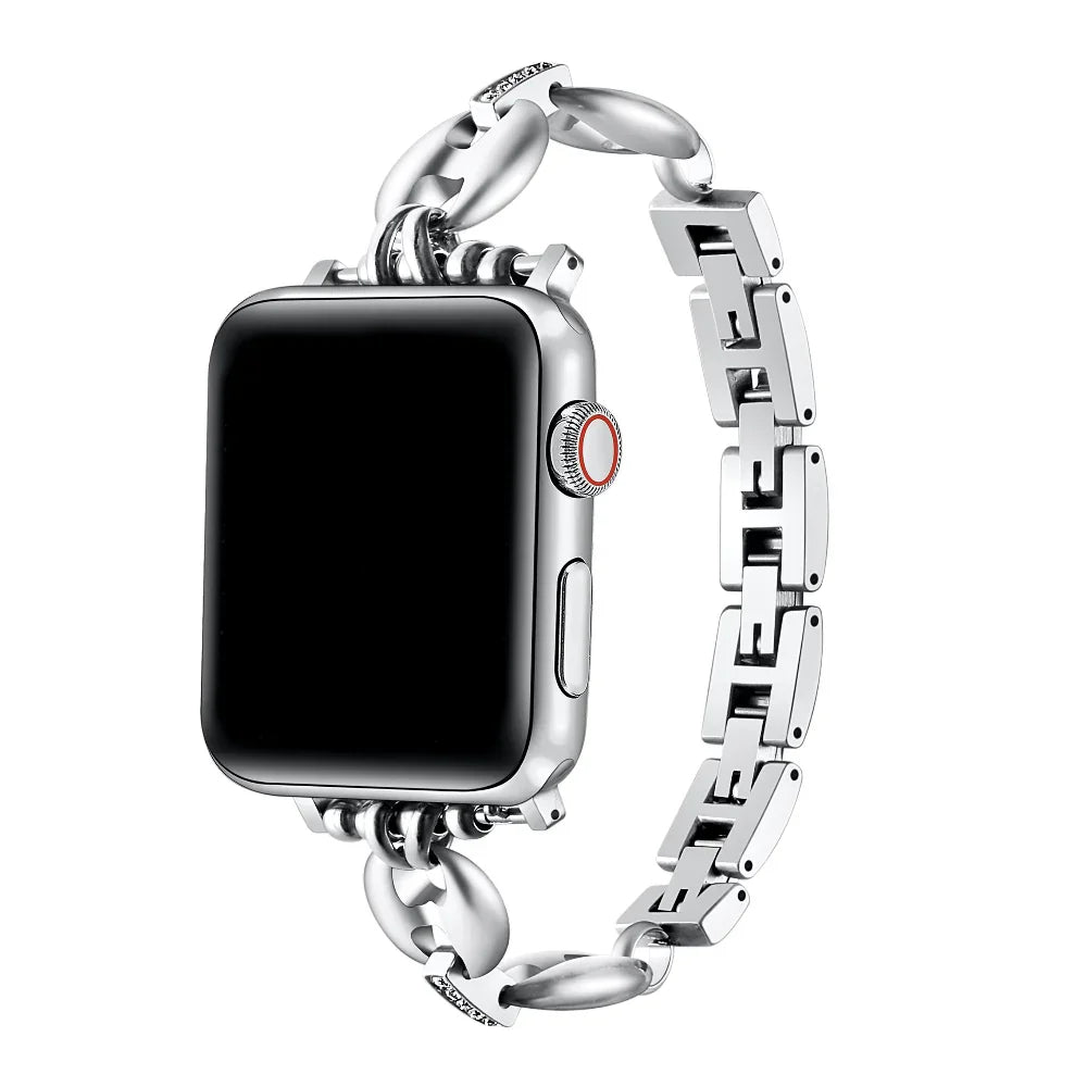 Poppy Silver Rhinestone Stainless Steel Apple Watch® Band by Posh Tech 