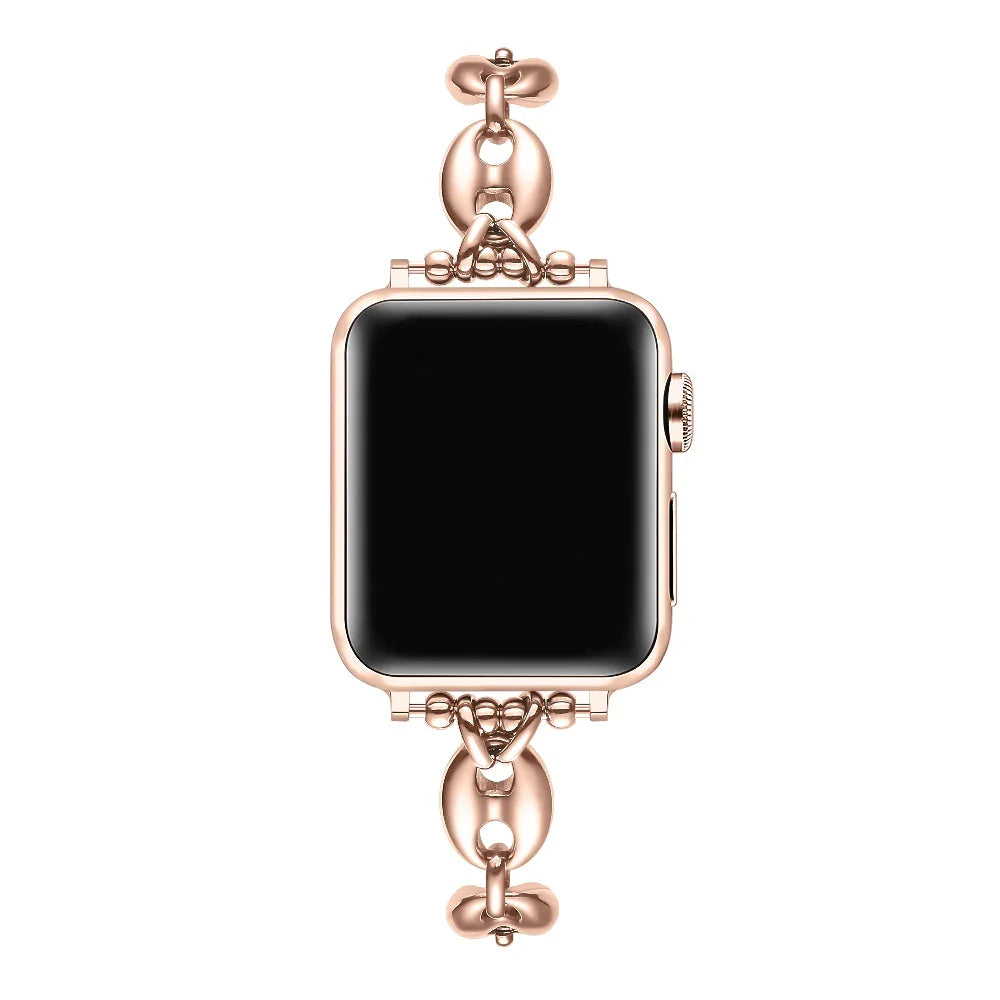 Rose Gold Link Apple Watch® Band on Wrist by Posh Tech 