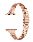 Skinny Rose Gold Metal Apple Watch® Band Close-Up of Polished Links