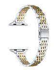 Skinny Two-Tone Metal Apple Watch® Band Close-Up of Polished Links