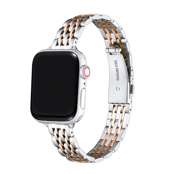Rose Gold and Silver Two-Tone Skinny Stainless Steel Apple Watch® Band by Posh Tech 