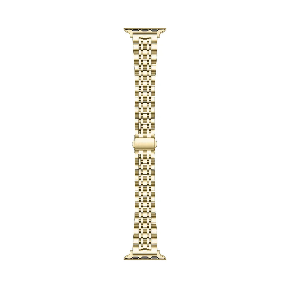 Wide Gold Metal Apple Watch® Band Close-Up of Brushed Links