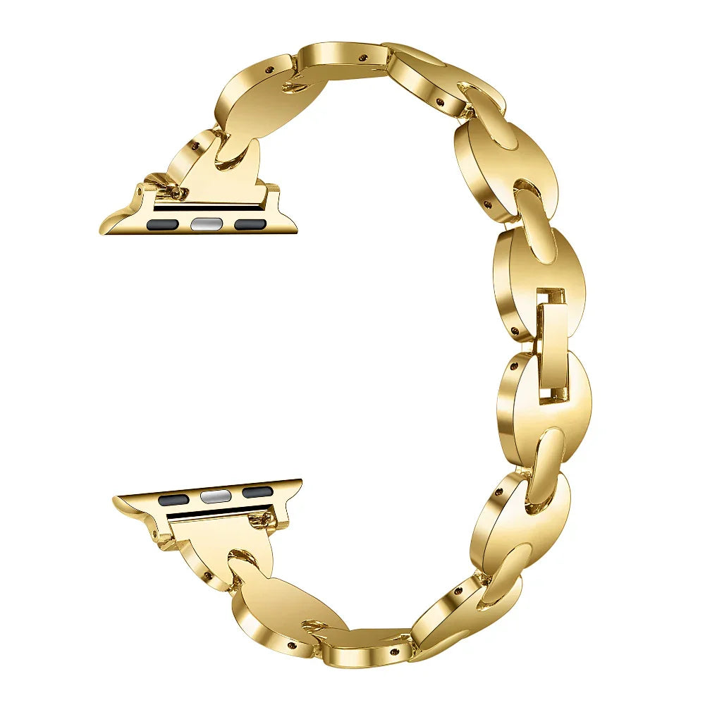 Sunny Gold Metal Apple Watch® Band Close-Up of Polished Links