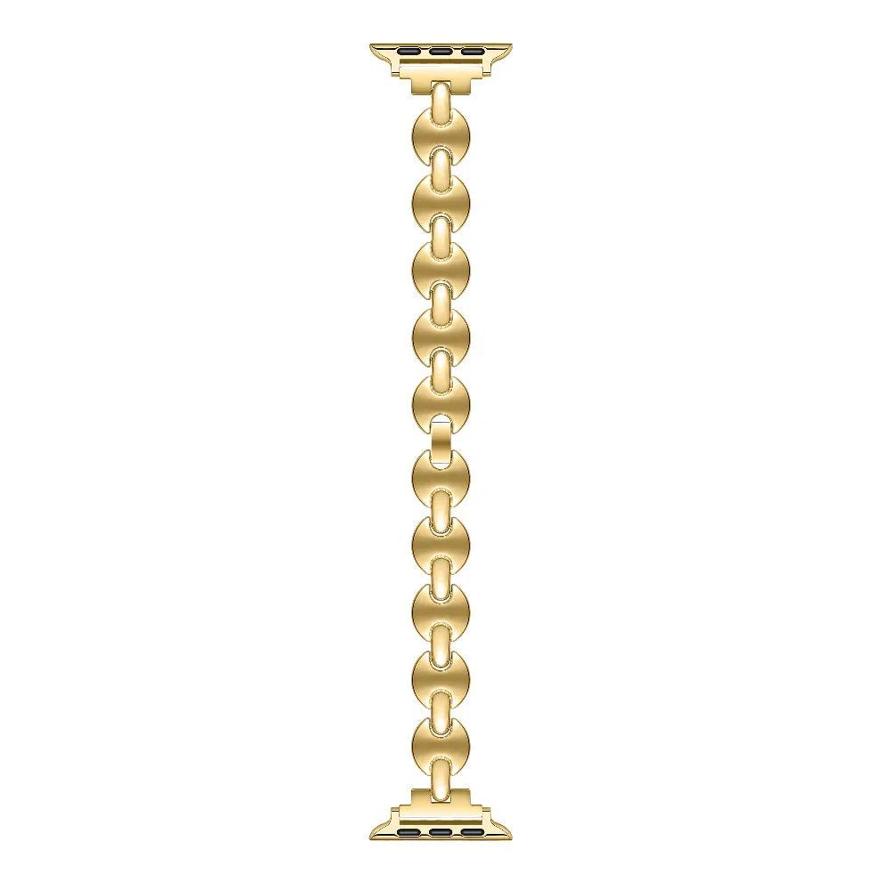 Sunny Gold Band for Apple Watch® Laid Flat Close Up of Links and Adapters
