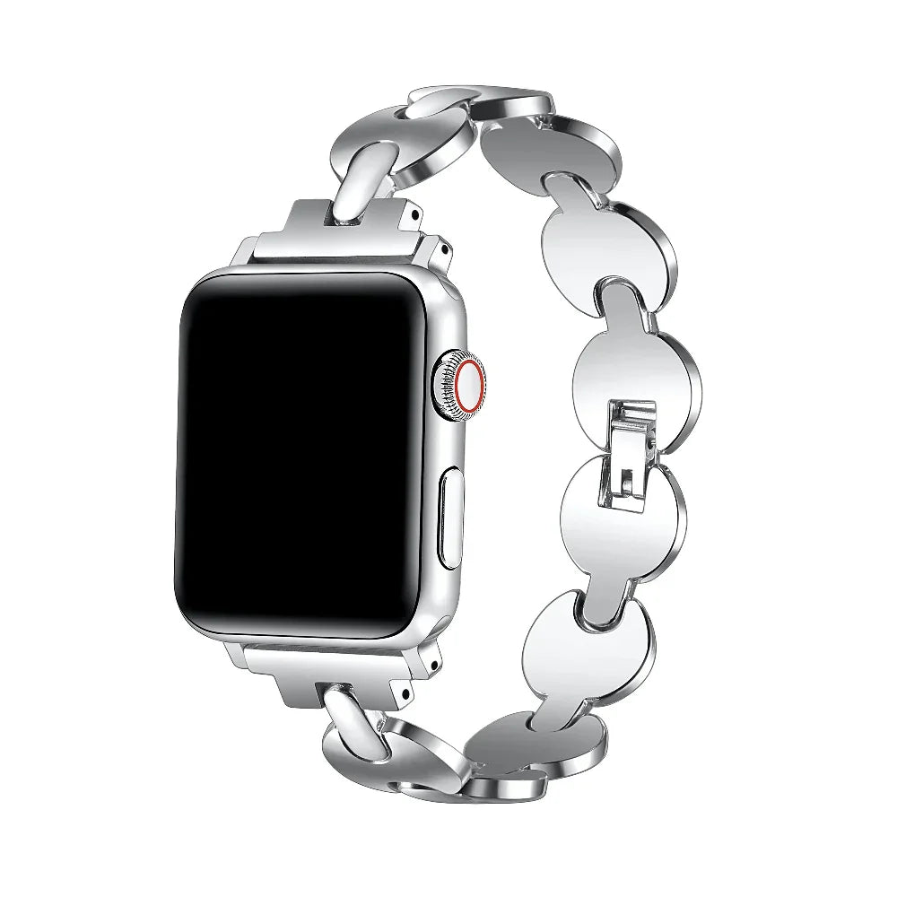 Sunny Circular Link Silver Metal Apple Watch® Band by Posh Tech 