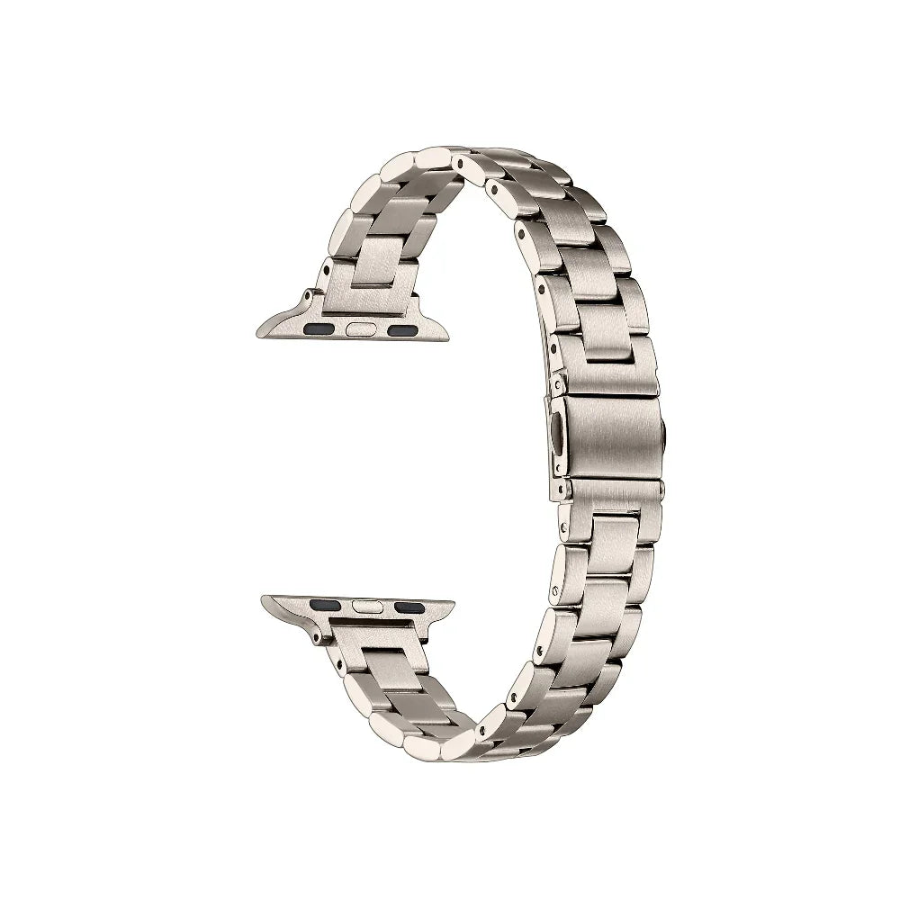 Sloan Skinny Starburst Stainless Steel Apple Watch® Band Close-Up of Polished Links