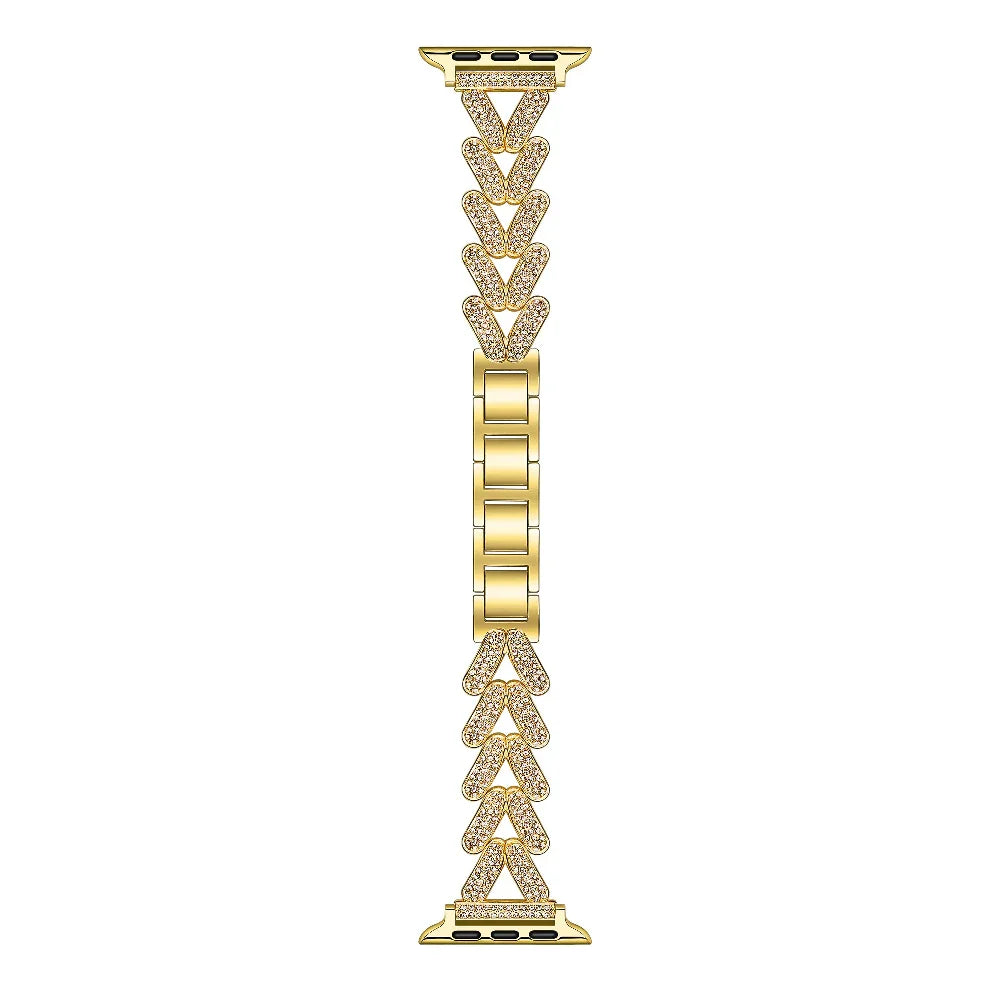 Valentina Gold Rhinestone Metal Band for Apple Watch® Laid Flat Close Up