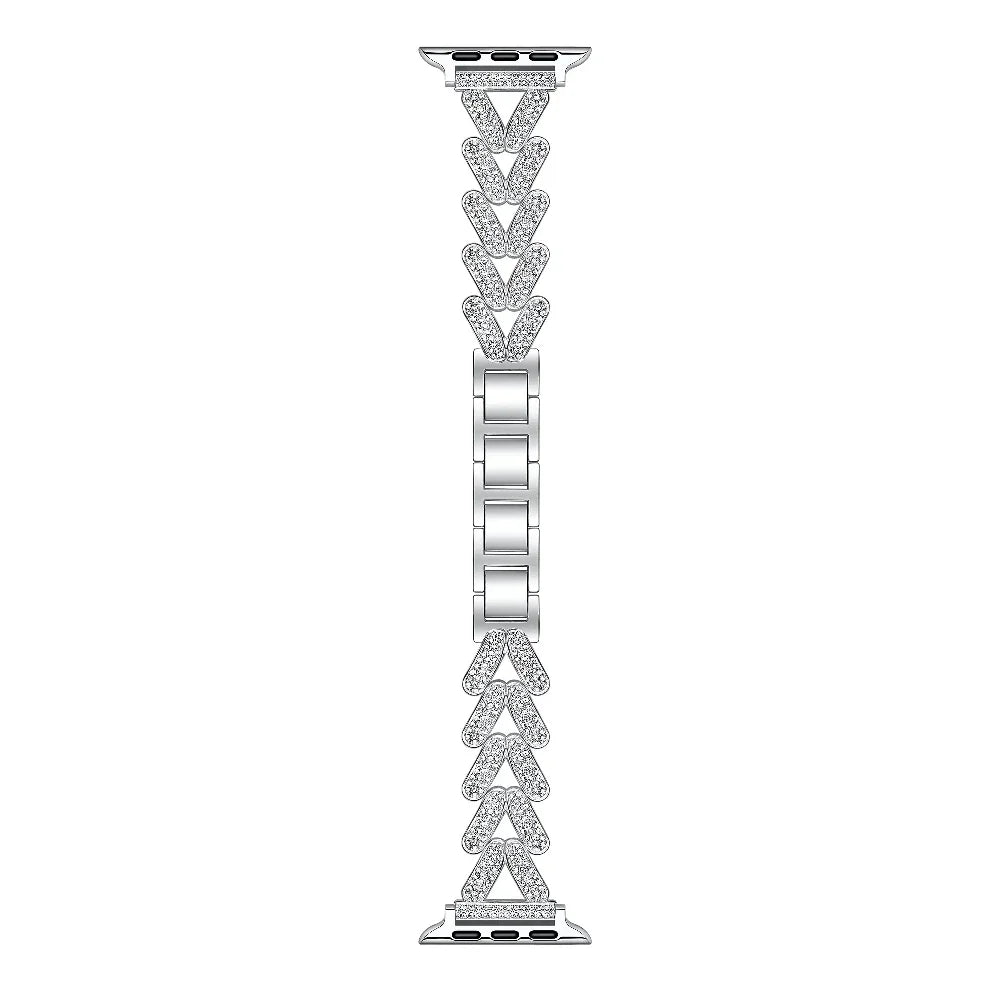 Valentina Silver Rhinestone Metal Band for Apple Watch® Laid Flat Close Up